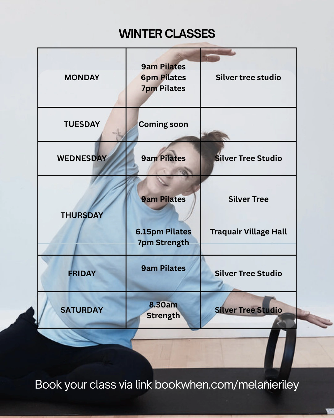 Melanie Riley Pilates winter class 25 - Peebles, Traquair